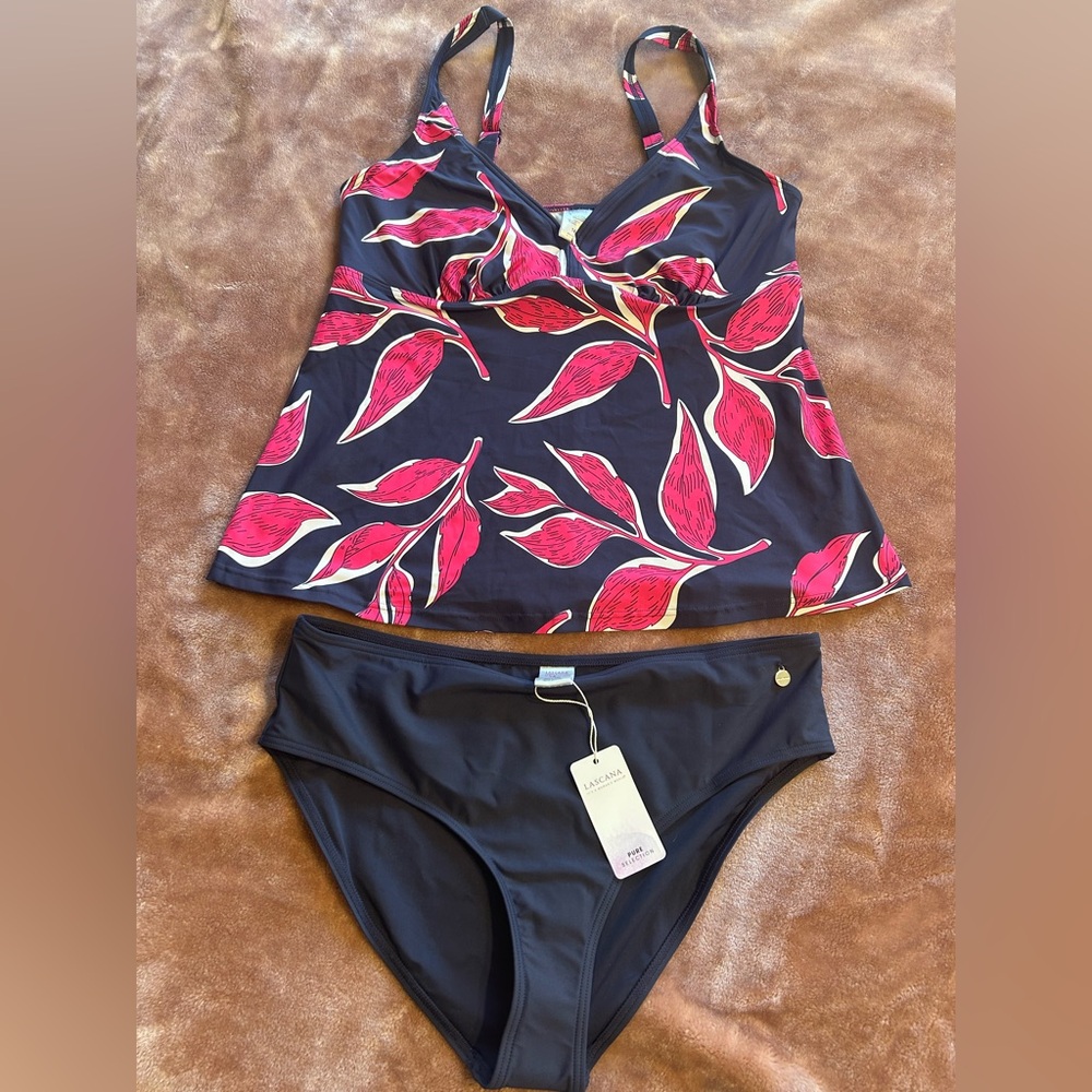 Venus pink and navy tankini.Size 14